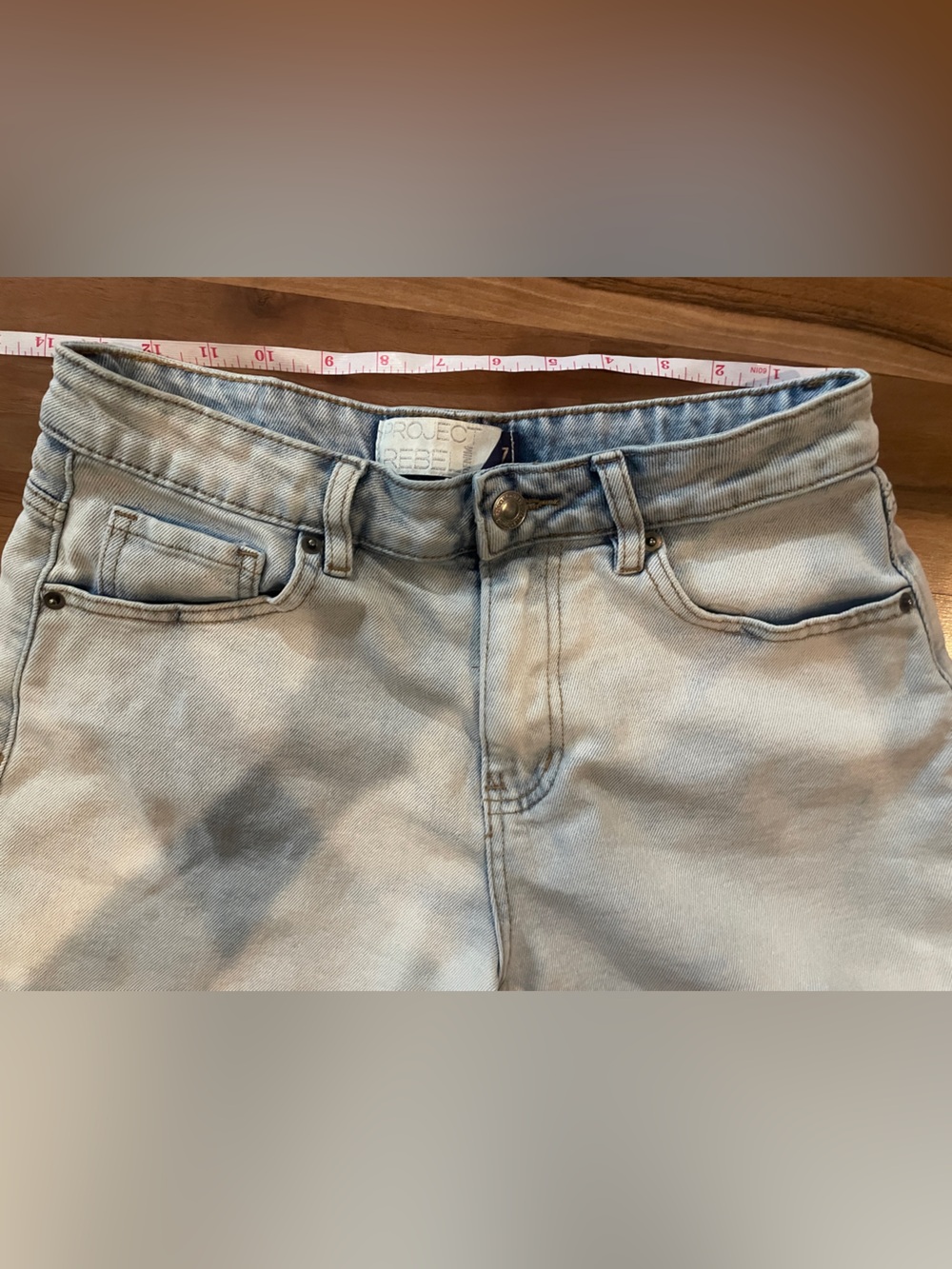 Project Rebel Light Wash Denim High-Rise Women’s Juniors Jean Shorts size 7 - Picture 4 of 6
